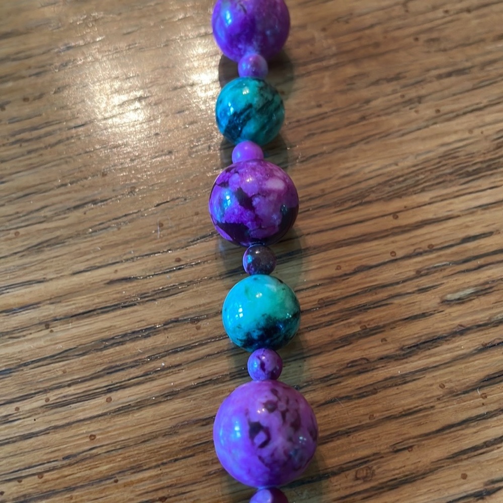 Jay King Purple and Green Plume Stone Beaded 36” Necklace - Picture 5 of 6